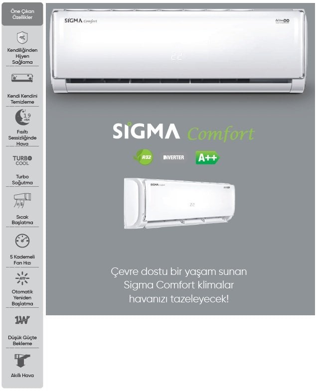 Yeni Sigma Comfort Serisi klima özellikleri 2